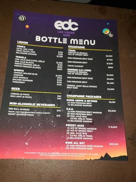 edc bottle service price